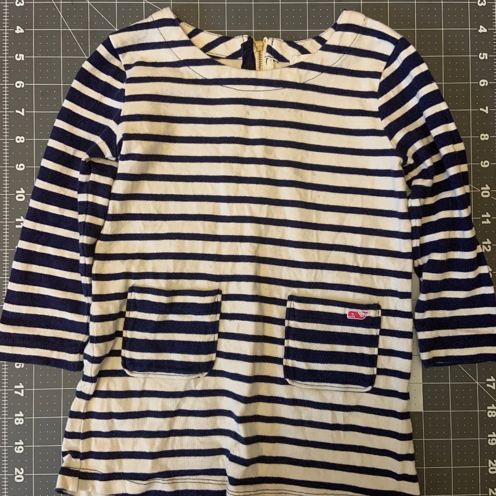 Vineyard Vines Stripped Dress White and Navy